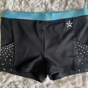 Rebel Athletic Girl’s Black with bling side shorts